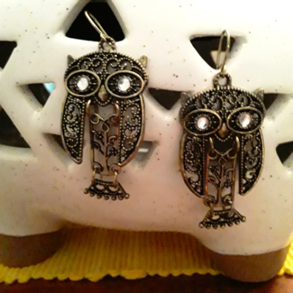 🥰 5/$25 - Bronze Colored Owl Dangle Earrings